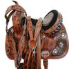 Western Horse Pleasure Saddle - Genuine Leather 10" 11" 12" 13" 14" 15" 16" 17" 18" with Matching Tack Set Headstall Breast Collar Reins (Style 08, 15" Seat) view 2