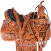 Western Horse Pleasure Saddle - Genuine Leather 10" 11" 12" 13" 14" 15" 16" 17" 18" with Matching Tack Set Headstall Breast Collar Reins (Style 09, 12" Seat) view 1