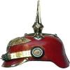 Medieval Imperial German Brass Spiked Pickelhaube Officer Helmet- Red Leather & Brass view 3