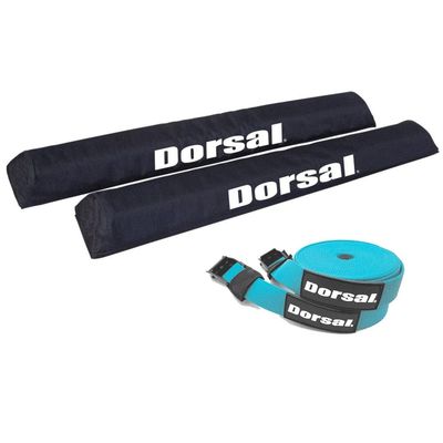 DORSAL Aero Roof Rack Pads with 15 ft Surf Straps - Pack of 4 for Car Surfboard Kayak SUP Long Polyester 20" Inch Blue