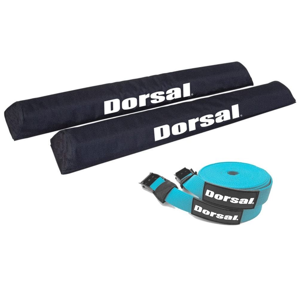 DORSAL Aero Roof Rack Pads with 15 ft Surf Straps - Pack of 4 for Car Surfboard Kayak SUP Long Polyester 20" Inch Blue