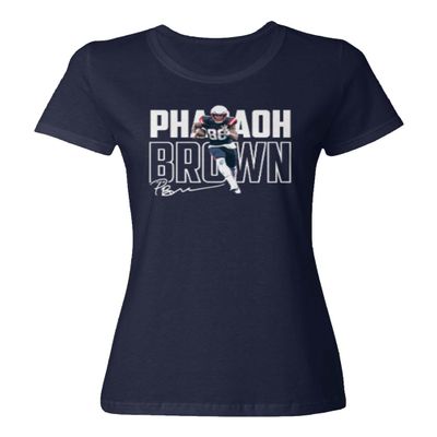 superhotapparel Football Star Player New England Tight End Brown Ladies' Crewneck T-Shirt (Navy, Large)