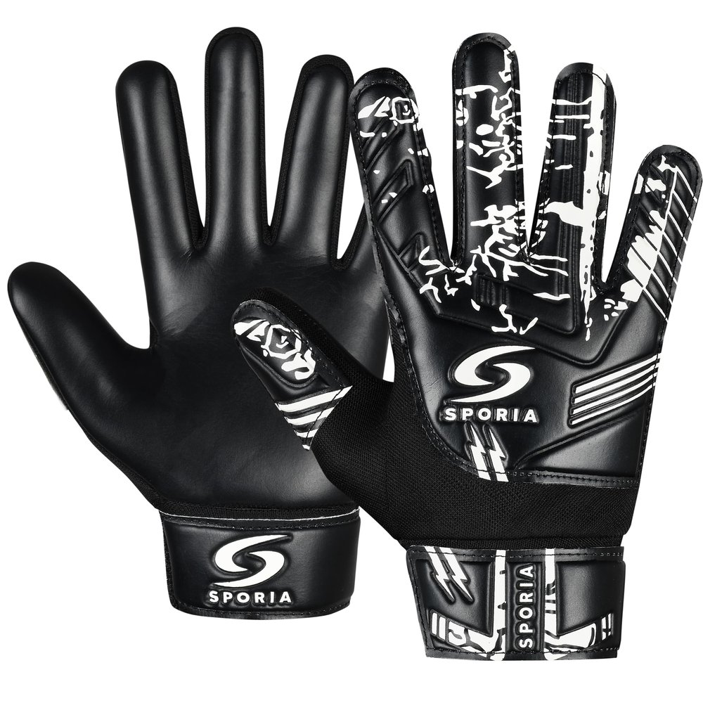 SPORIA Youth Goalie Gloves (Black, 6)