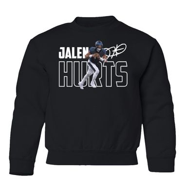 superhotapparel Football Star Player Philadelphia Quarterback Hurts Youth Crewneck Sweatshirt (Black, Youth Small)