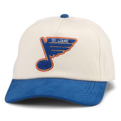 AMERICAN NEEDLE St. Louis Blues Officially Licensed NHL Burnett Adjustable Snapback Baseball Hat, Cream/Royal (23020A-SLB-CRRY)