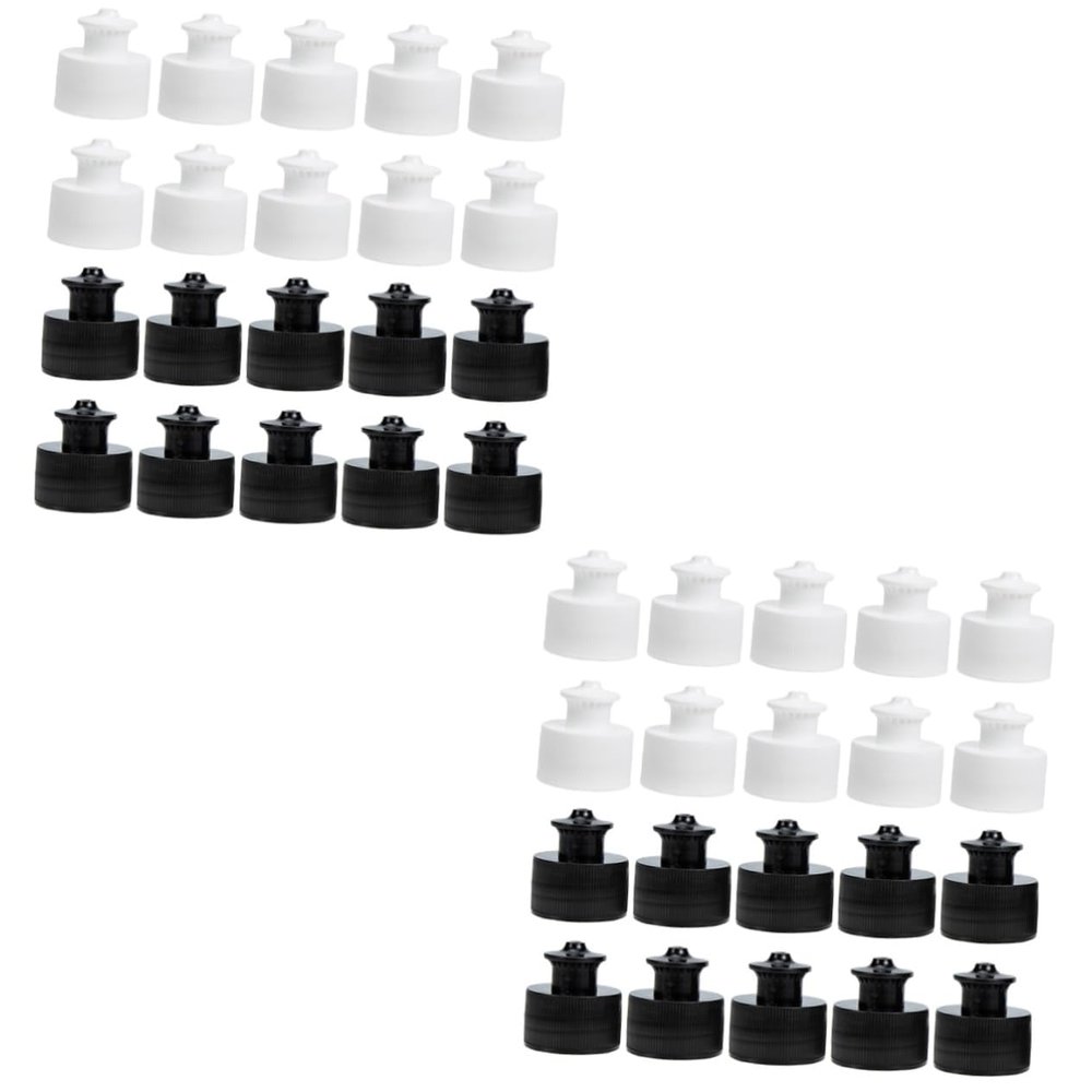 VANZACK 80pcs Water Bottle Replacement Cap Push Pull Design Reusable Sports Cap Sealing Lid for Camping Hiking Outdoor