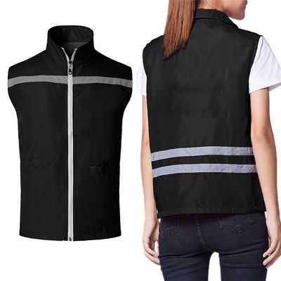 TopTie Volunteer Supermarket Uniform Safety Vest Activity Event Vest with Reflective Stripes-Black-3XL