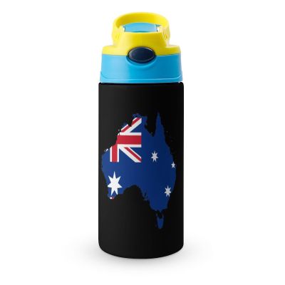 Australia Flag Map Stainless Steel Water Bottle Fitness Sports Bottle for Office Outdoor Blue-Color