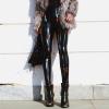Women Pencil Pants Women's Faux Leather High Waist Shinny Slim Trousers for Nightclub Solid Multicolor L view 2