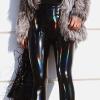 Women Pencil Pants Women's Faux Leather High Waist Shinny Slim Trousers for Nightclub Solid Multicolor L view 3