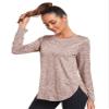 Absttith Women's Long Sleeve Workout Shirts Athletic Safari Tops Quick Dry Gym Soprt Tee Side Split Brown Medium view 4