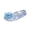 NEVKA Girls Ballet Shoes Satin Dance Practice Flower Flats Yoga Gymnastics Shoes (Blue, 4) view 2