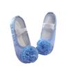 NEVKA Girls Ballet Shoes Satin Dance Practice Flower Flats Yoga Gymnastics Shoes (Blue, 4) view 3