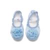 NEVKA Girls Ballet Shoes Satin Dance Practice Flower Flats Yoga Gymnastics Shoes (Blue, 4) view 4