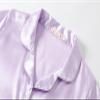 Hupohoi Unisex Girls Boys Kids Pajama Sets Button Down Satin Sleepwear Nighty 3PCS Silky Lounge Sets Nightwear Short Sleeve Long Pants, 3pcs-Lilac, 10 view 3