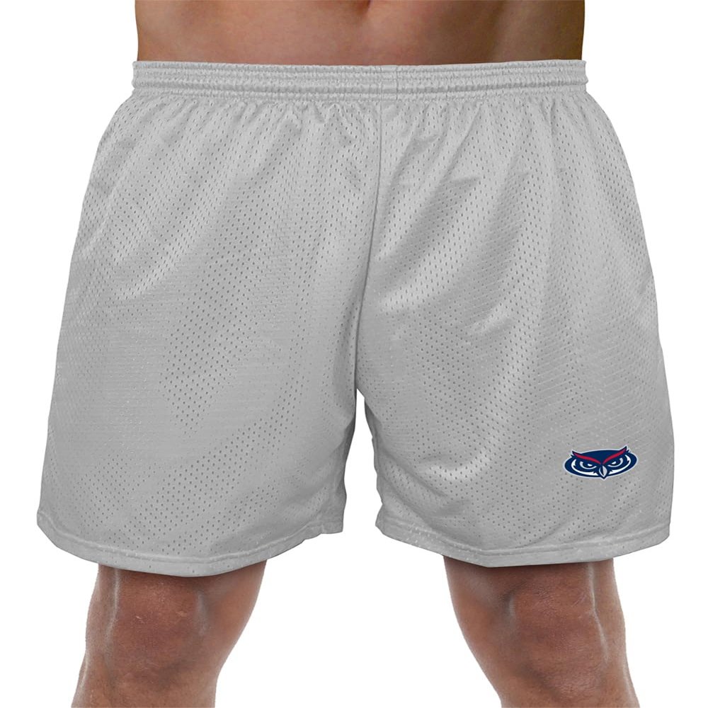 Florida Atlantic University Primary Mark Men's Adult Athletic Gym Shorts 7" Inseam, Silver, Medium