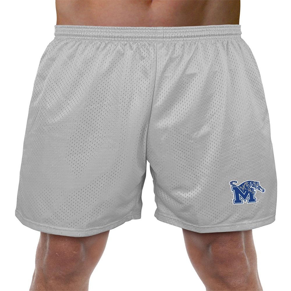 Campus Lab University of Memphis Primary Mark Men's Adult Athletic Gym Shorts 7" Inseam, Silver, Small