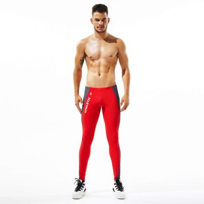BreakEgg Men's CompressionLeggings Mens Sports Workout Running Tights Pants Cool Dry Active Yoga Leggings Pants (Medium,TW-8601-Red)