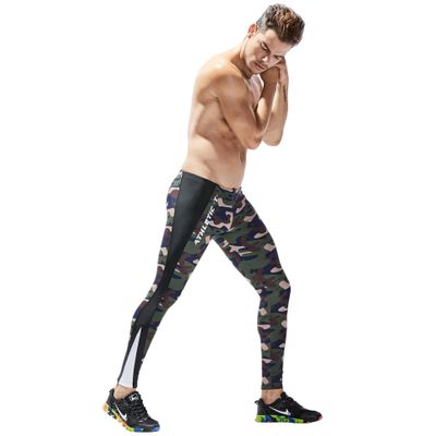 BreakEgg Men's CompressionLeggings Mens Sports Workout Running Tights Pants Cool Dry Active Yoga Leggings Pants (Large,TW-8601-Army Green&Camouflage)