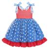 July 4 Independence Day Birthday Party Dress for Girls Tutu Tulle Princess Dress Toddler Girls Confetti Dress Sleeveless Christmas Communion Sundress Navy Day Dress Red Blue Star 12-18 Months view 1