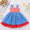 July 4 Independence Day Birthday Party Dress for Girls Tutu Tulle Princess Dress Toddler Girls Confetti Dress Sleeveless Christmas Communion Sundress Navy Day Dress Red Blue Star 12-18 Months view 4