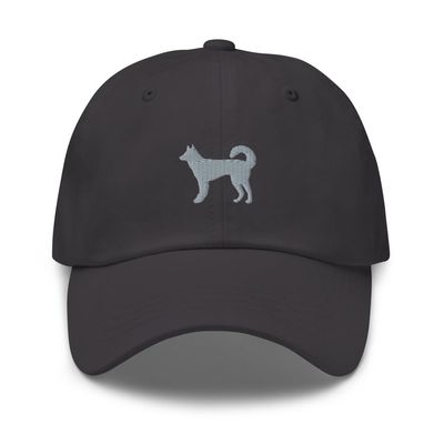 Alaskan Klee Kai hat, Embroidered Unisex Baseball Hat, Alaskan Klee Kai Gifts. Dark Grey