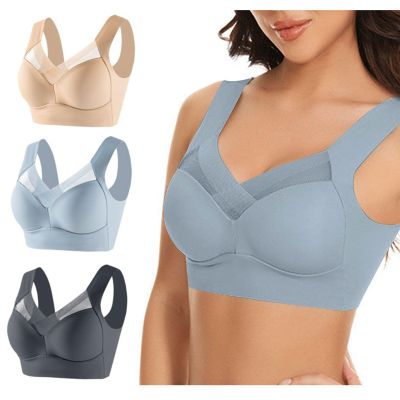 3 Pack Sexy Mesh Sports Bras for Women Plus Size Seamless Smoothing Bra Comfort Wireless Bralette No Wire Padded Bra