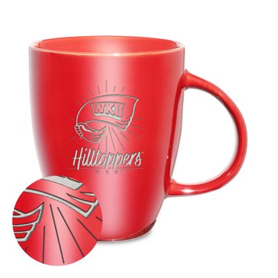Rico Industries NCAA Western Kentucky Hilltoppers Sunburst Red 18oz Laser Engraved Ceramic Lustre Mug