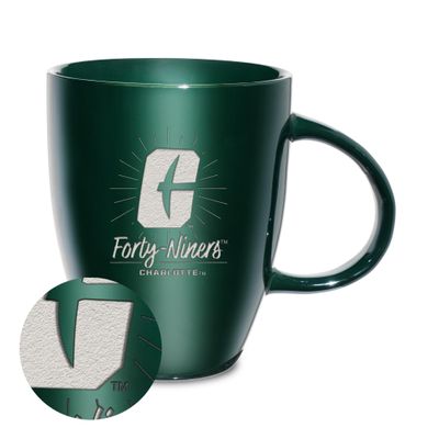 Rico Industries NCAA North Carolina-Charlotte 49ers Sunburst Green 18oz Laser Engraved Ceramic Lustre Mug