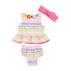 Mud Pie Girls Rainbow Reversible 2-Piece Swimsuit with Headband; 6-9 Months view 1