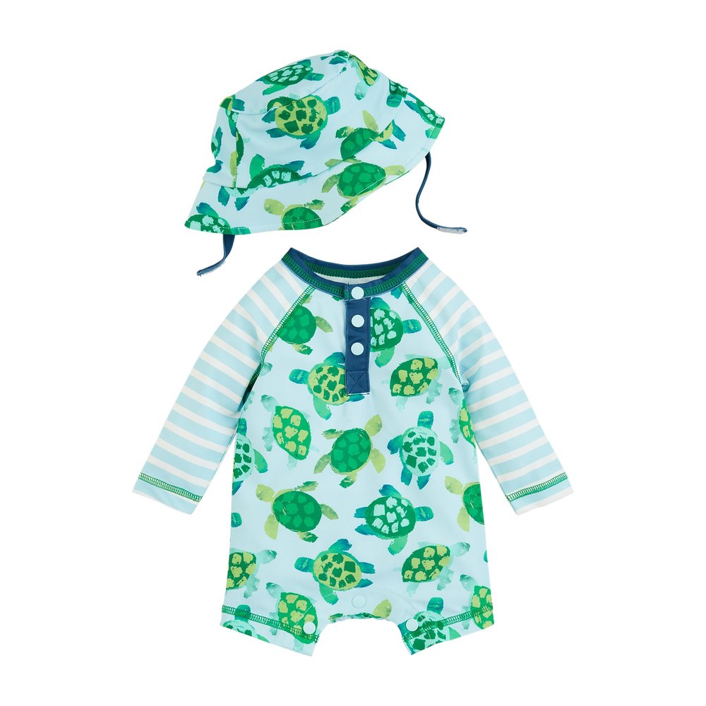 Mud Pie Unisex Kid's Standard Boys Turtle Swim One Piece