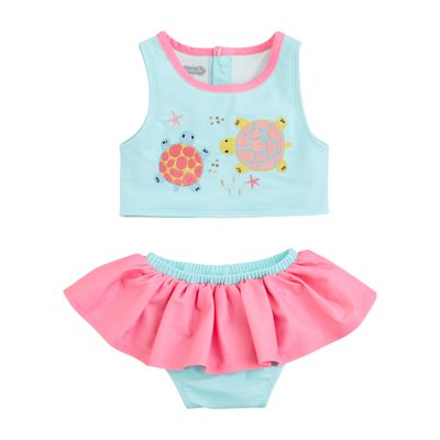 Mud Pie Girls Turtle Applique 2-Piece Swimsuit; 12-18 Months