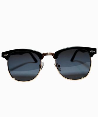 Black Retro Half Frame Sunglasses for Men and Women, Vintage