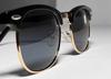 Black Retro Half Frame Sunglasses for Men and Women, Vintage view 4