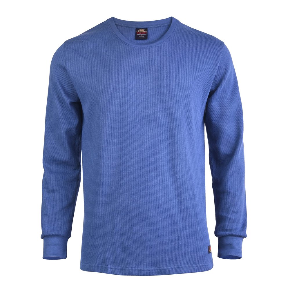 Knocker Men's Mid Weight Waffle Thermal Shirt (L, Denim)