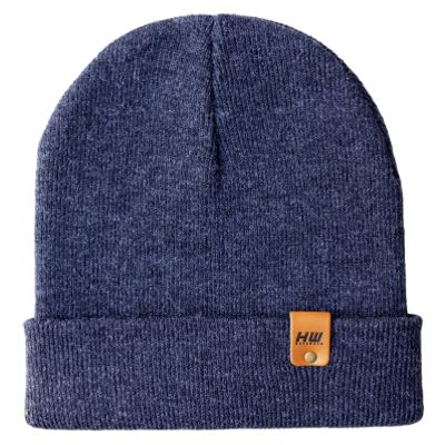 Beanies & Knit Hats, Made in USA by HAAKWEAR, Premium Acrylic Knit Cuffed Beanie, Winter Hat, Unisex Cap Denim Blue