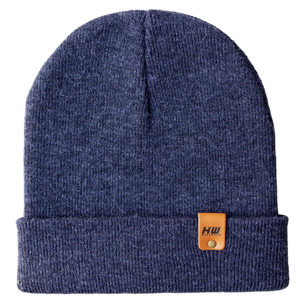 Beanies & Knit Hats, Made in USA by HAAKWEAR, Premium Acrylic Knit Cuffed Beanie, Winter Hat, Unisex Cap Denim Blue