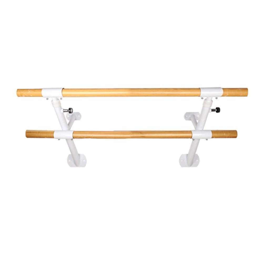Wall-Mounted Double Layer Ballet Barre Height Adjustable Solid Wood Dancing Stick Ballet Pole for Home Studio and Gym