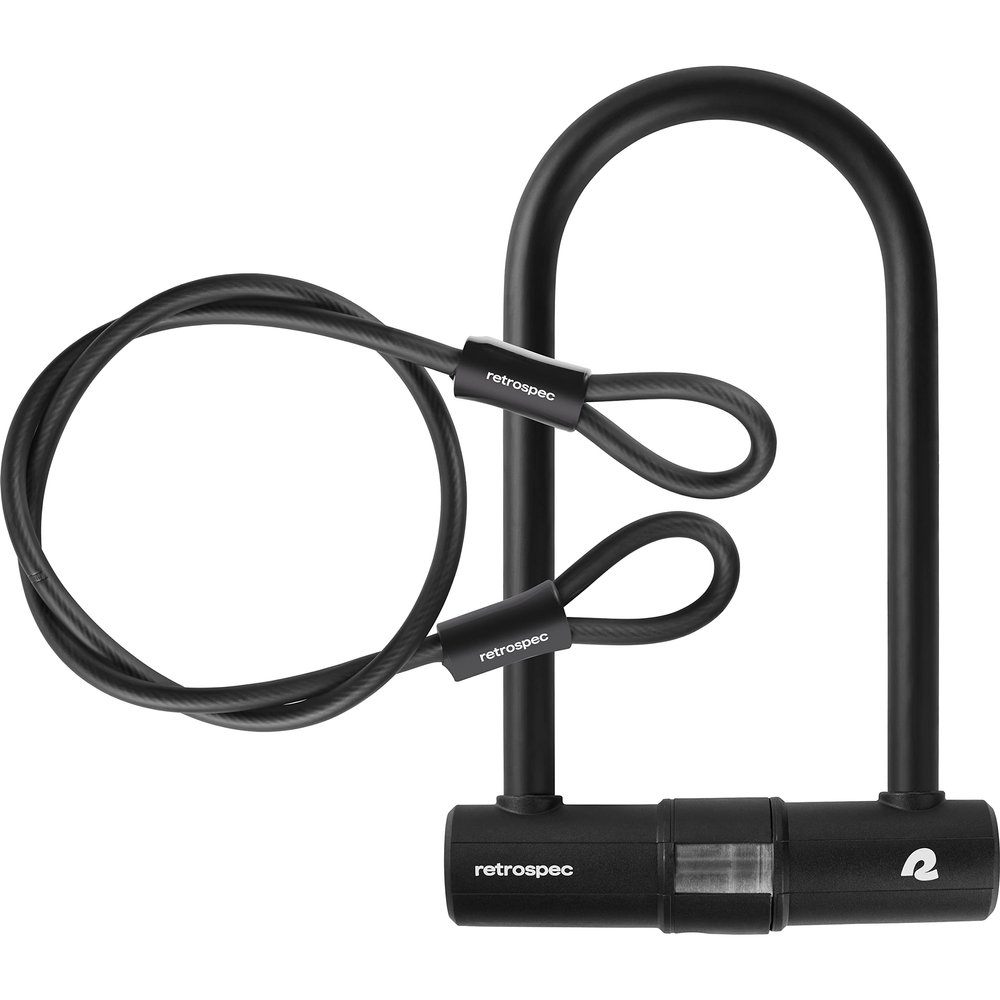 Retrospec Lookout Bike Lock with 14mm Hardened Steel U-Lock & 4ft Security Cable - Anti-Theft Protection for Mountain Bikes & eBikes