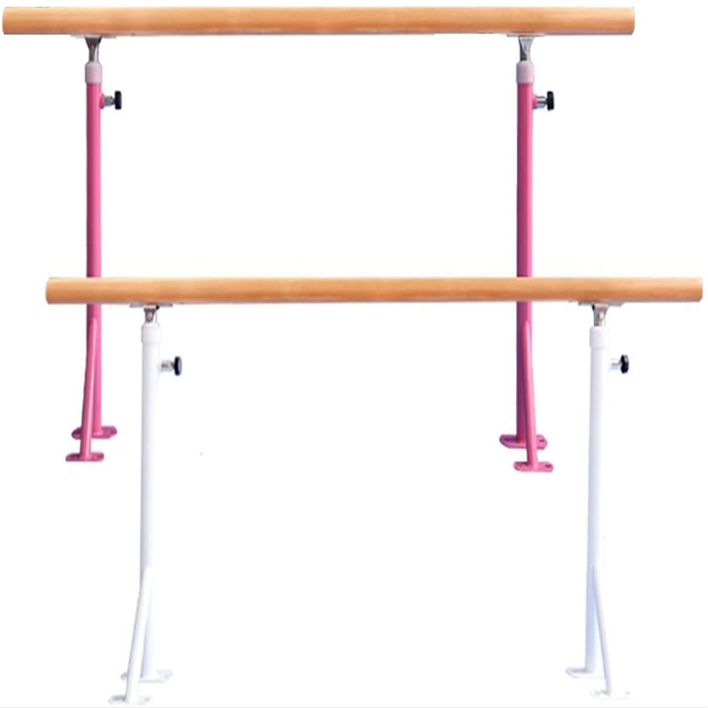 Ballet Bar, White/Pink Stand Ballet Bar with Wooden Wooden Handle Adjustable Dance Bar for Stretching, Gymnastics, Training (White 100CM) (White 150CM) (White 100CM)