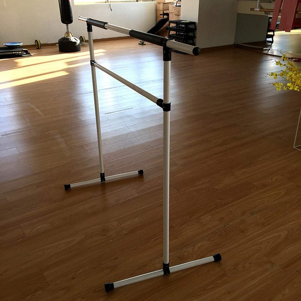 Ballet Barre Bar, Adult Child Household Dance Bar, Freestanding, Portable, Mobile, Curved Legs - White