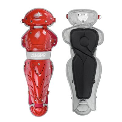 All-Star Top Star Series Leg Guards - Scarlet Red, 12.5", Ages 7-9 - Baseball Accessories, Baseball Equipment Kit