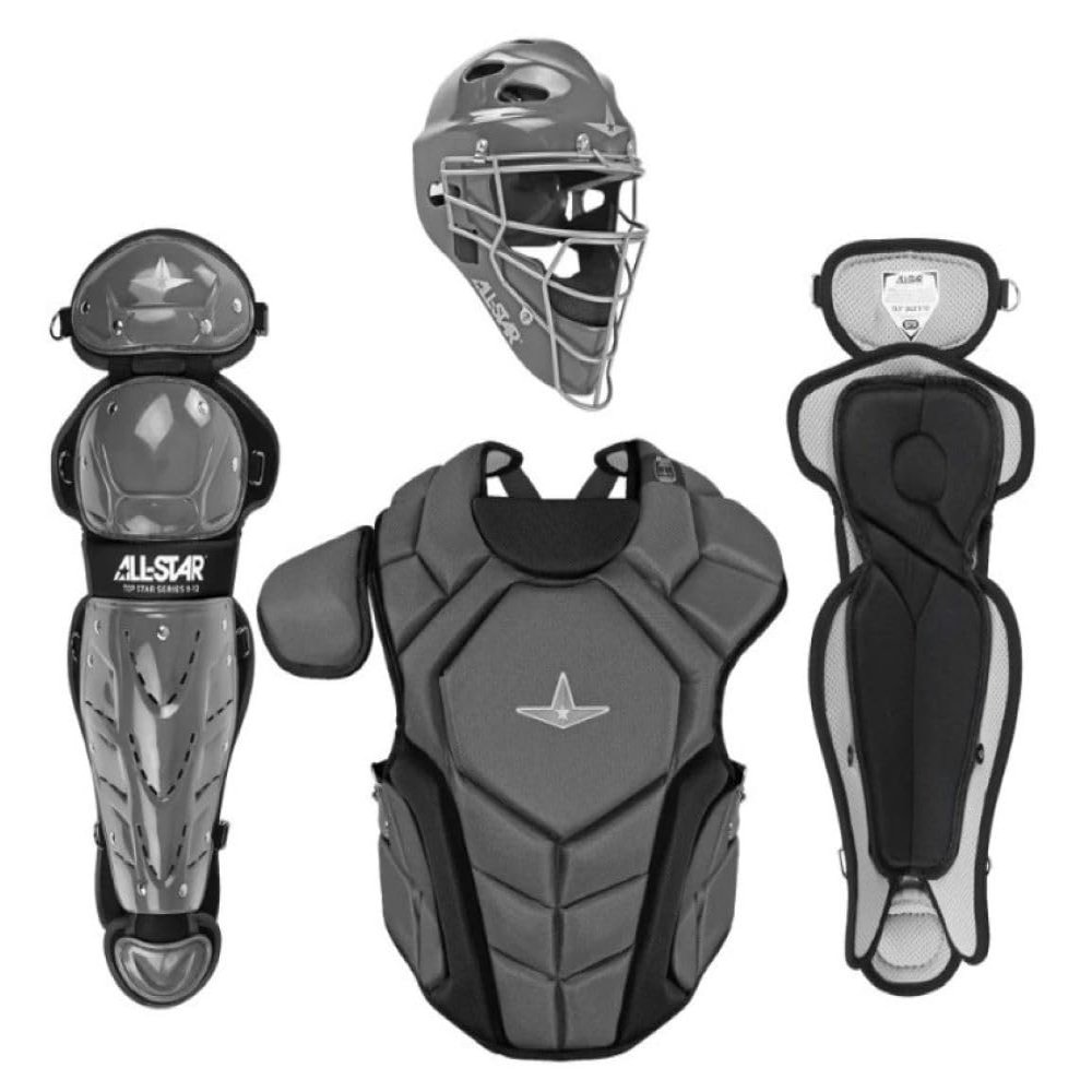 All-Star Top Star Series Baseball Catching Equipment Kit, Meets NOCSAE Standard - Ages 7 to 9, Graphite