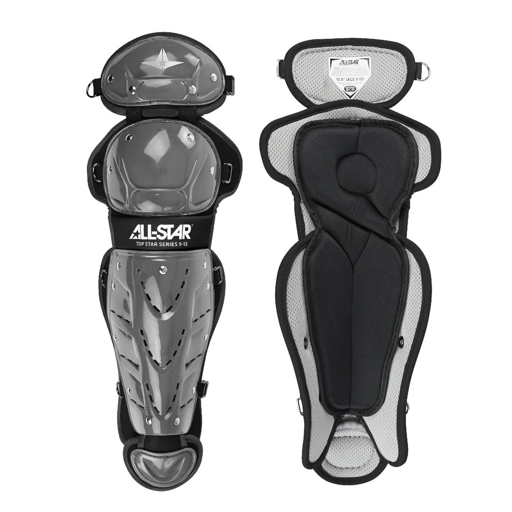 All-Star Top Star Series Leg Guards - Graphite, 12.5", Ages 7-9 - Baseball Accessories, Baseball Equipment Kit