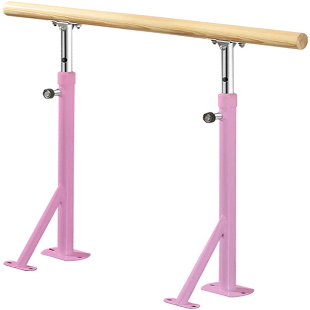 Ballet Barre for Home Portable Ballet Bar Floor Mounted Barre Bar Adjustable Height Home School Studio Gym Dancing Double Bar Dance Barre Pole Freestanding Adjustable Bar for Stretch (Pink 1.5 m)