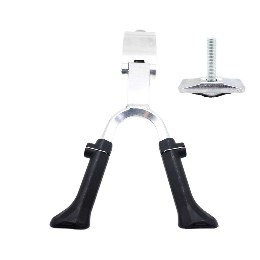 24 26 29 inch Mountain Bike Support Side Kick Stand Adjustable MTB Road Bicycle Kickstand Parking Rack Cycling Parts Foot Brace (Color : Silver adjust Gasket)