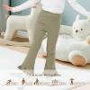 Miipat Toddler Girl Flare Pants 3 Pack Ruffle Baby Bell Bottoms Solid Color Elastic Waist Ribbed Leggings (A1,3-4T) view 4