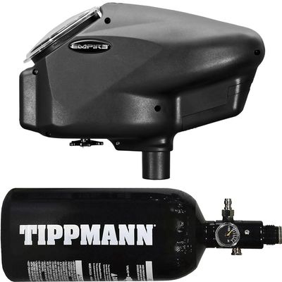 PaintballBodyBags Empire Halo Too Electronic Loader Hopper with Tippmann 48ci HPA Tank (Matte Black)