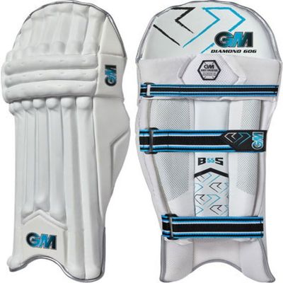 Gunn & Moore GM Cricket Batting Pads | Diamond 606 | Traditional Cotton & Cane | Large Adult Left Handed - 19" | Approx Weight 2.32 kg | 1 Pair | White