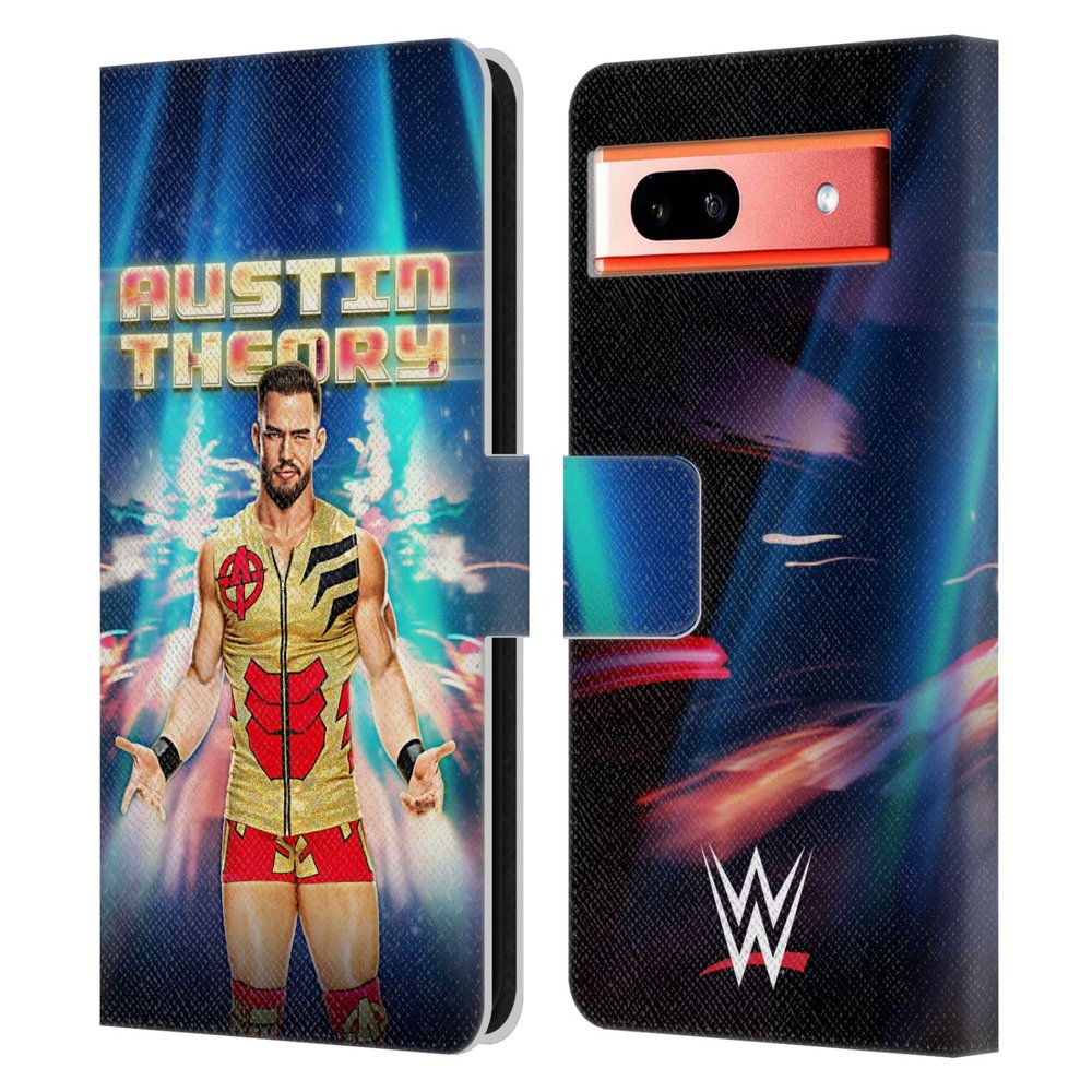 Head Case Designs Officially Licensed WWE Portrait Austin Theory Leather Wallet Case Compatible with Google Pixel 7a